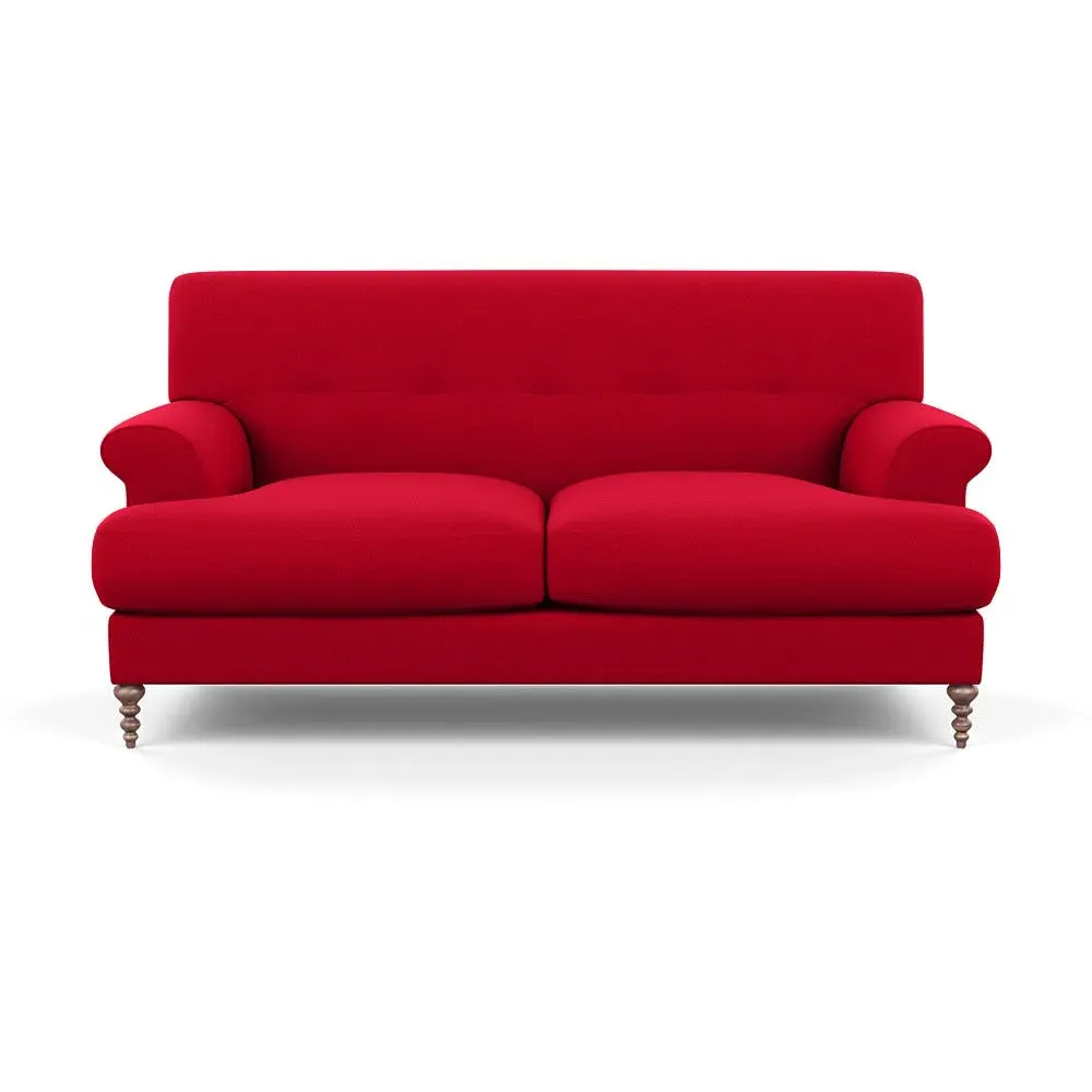 2-Seater Sofa with Feather Cushions - Red, Wool