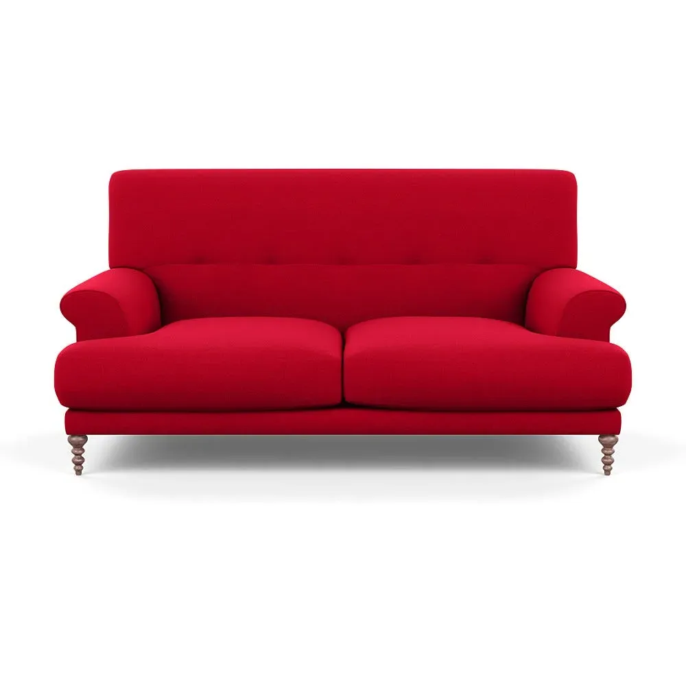 2-Seater Sofa with Feather Cushions - Red, Wool