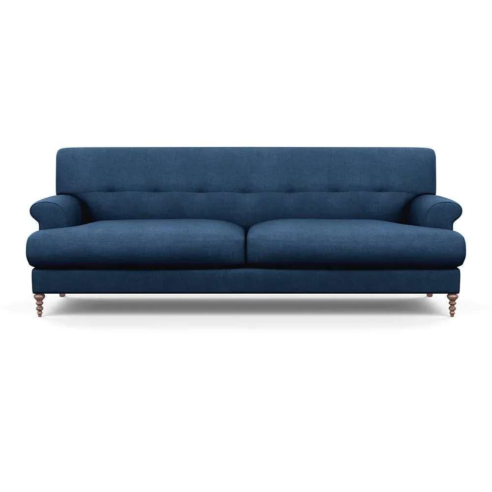 3-Seater Formal Sofa with Feather Cushions - Blue