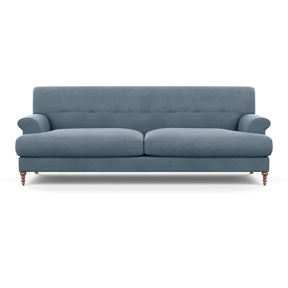 3-Seater Formal Sofa with Feather Cushions - Blue