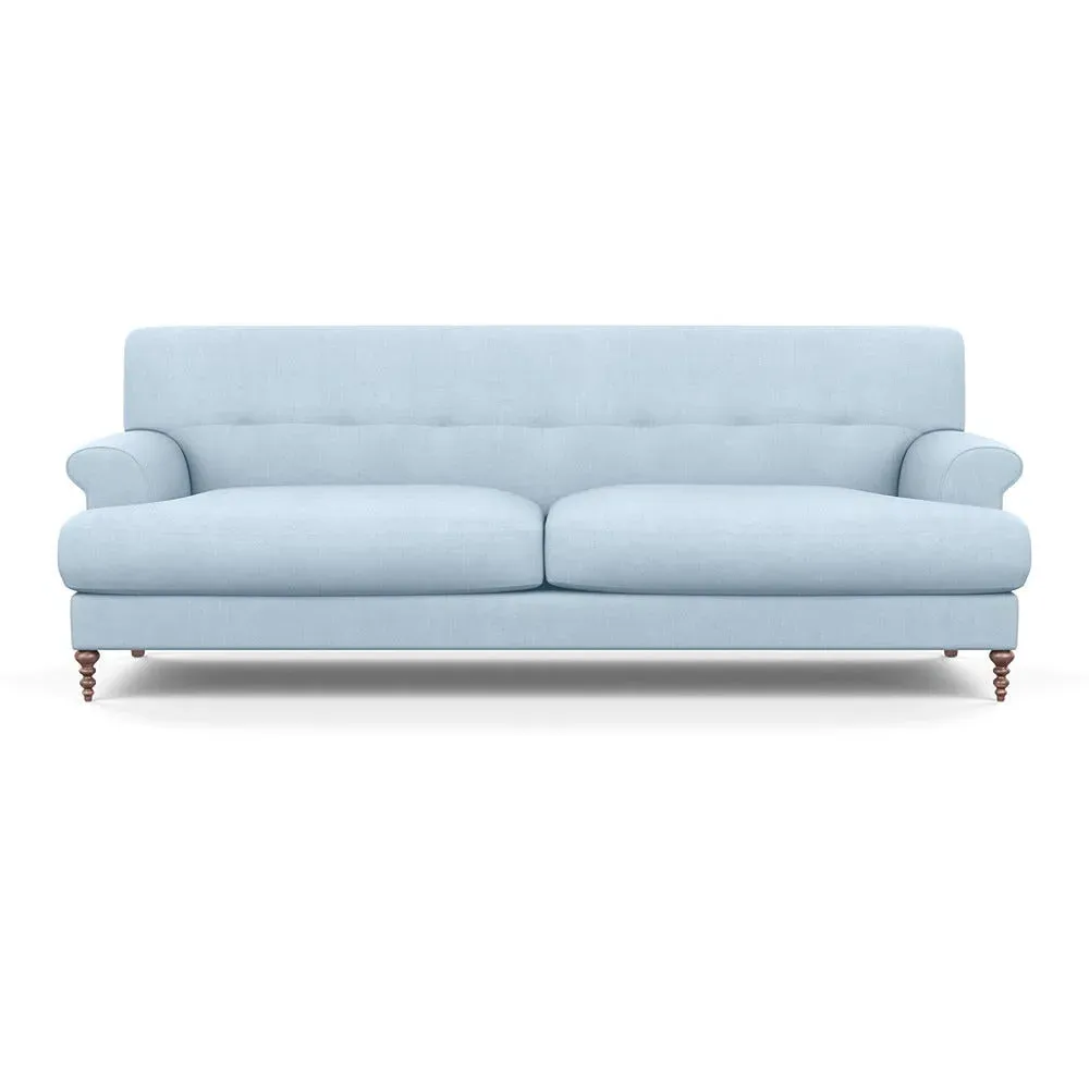 3-Seater Formal Sofa with Feather Cushions - Blue