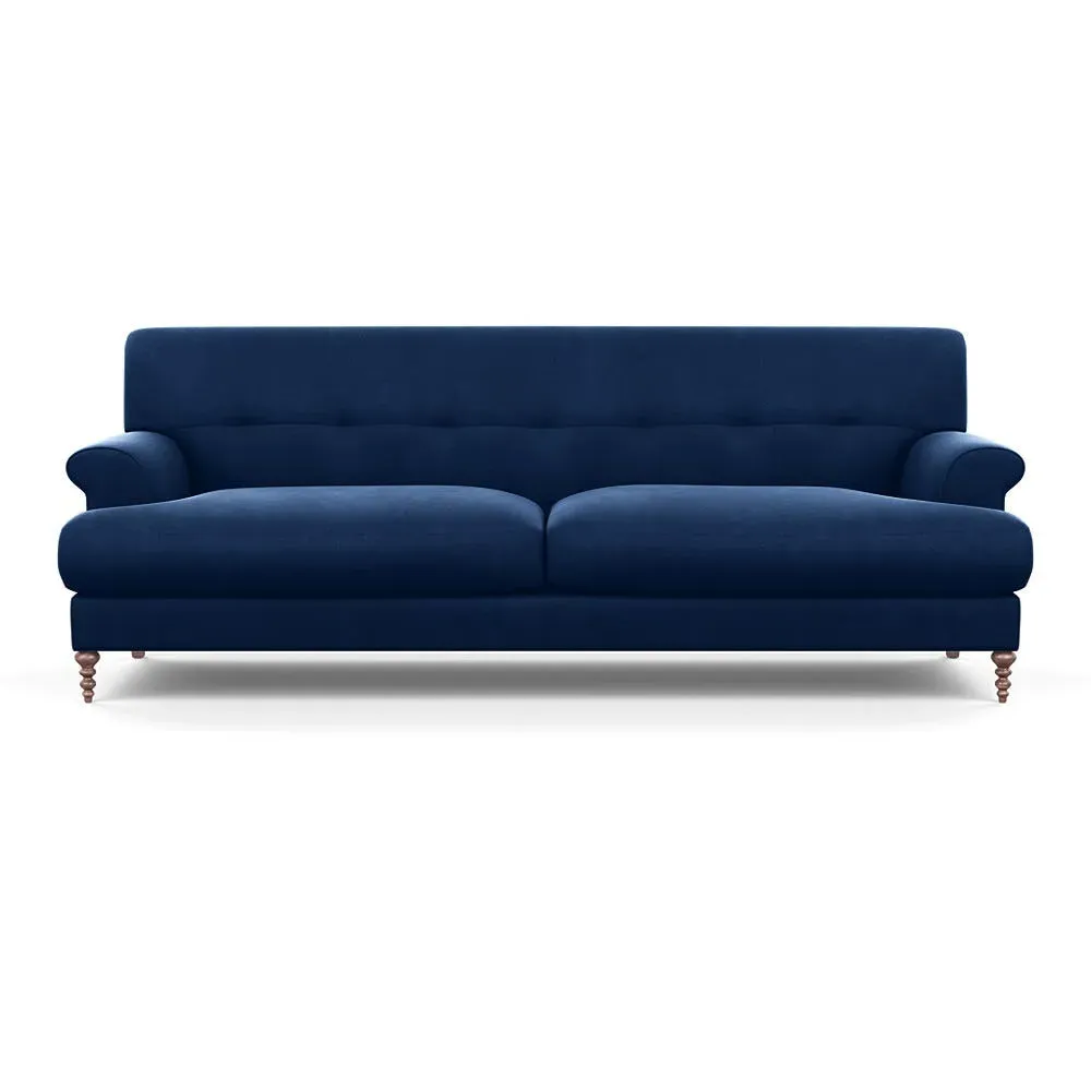 3-Seater Formal Sofa with Feather Cushions - Blue