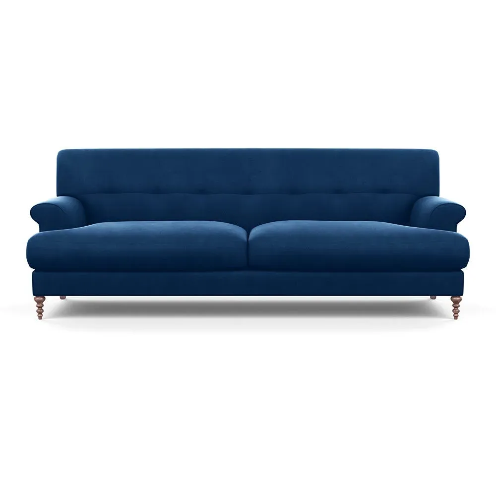 3-Seater Formal Sofa with Feather Cushions - Blue