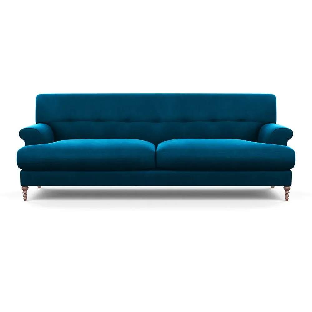 3-Seater Formal Sofa with Feather Cushions - Blue