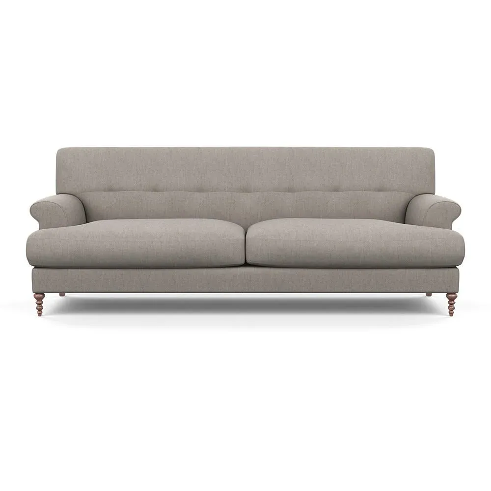 3-Seater Formal Sofa with Feather Cushions - Brown