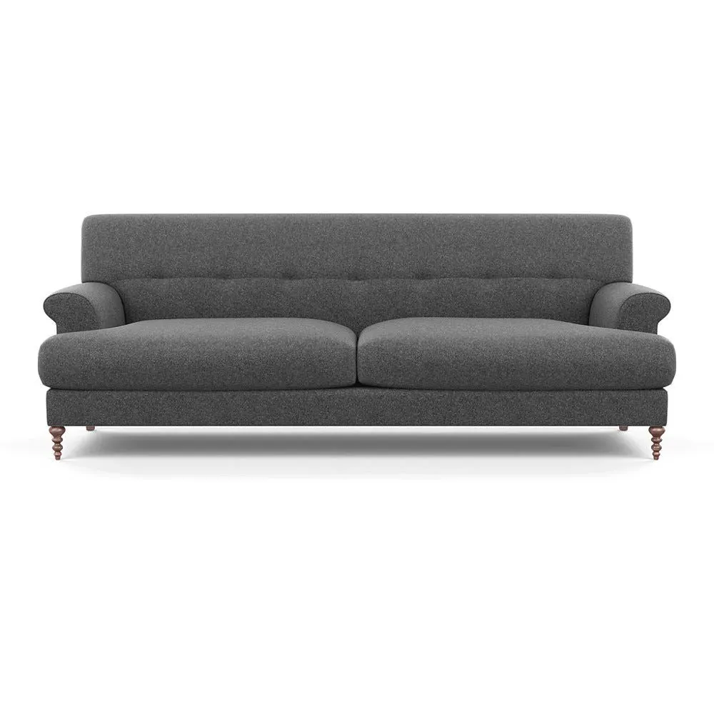 3-Seater Formal Sofa with Feather Cushions - Grey