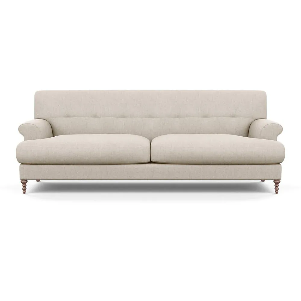 3-Seater Formal Sofa with Feather Cushions - Natural
