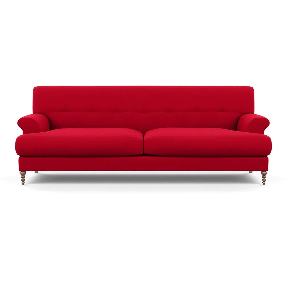 3-Seater Formal Sofa with Feather Cushions - Red