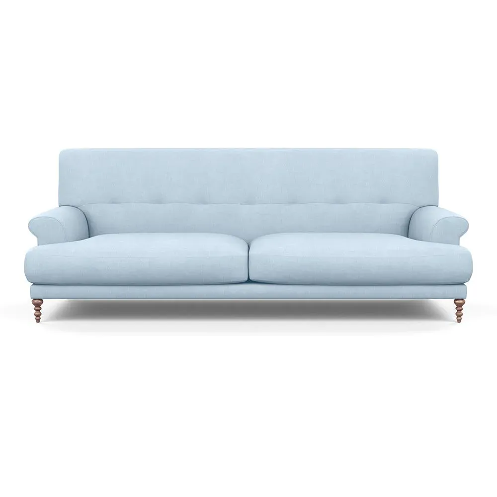 3-Seater Sofa with Feather Cushions - Blue, Cotton image