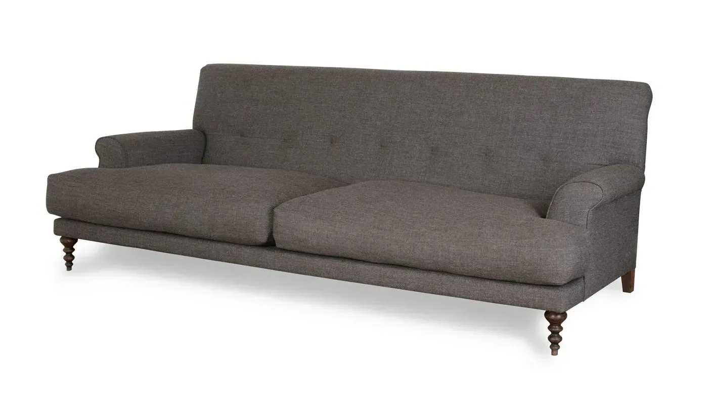 3-Seater Sofa with Feather Cushions - Blue, Velvet