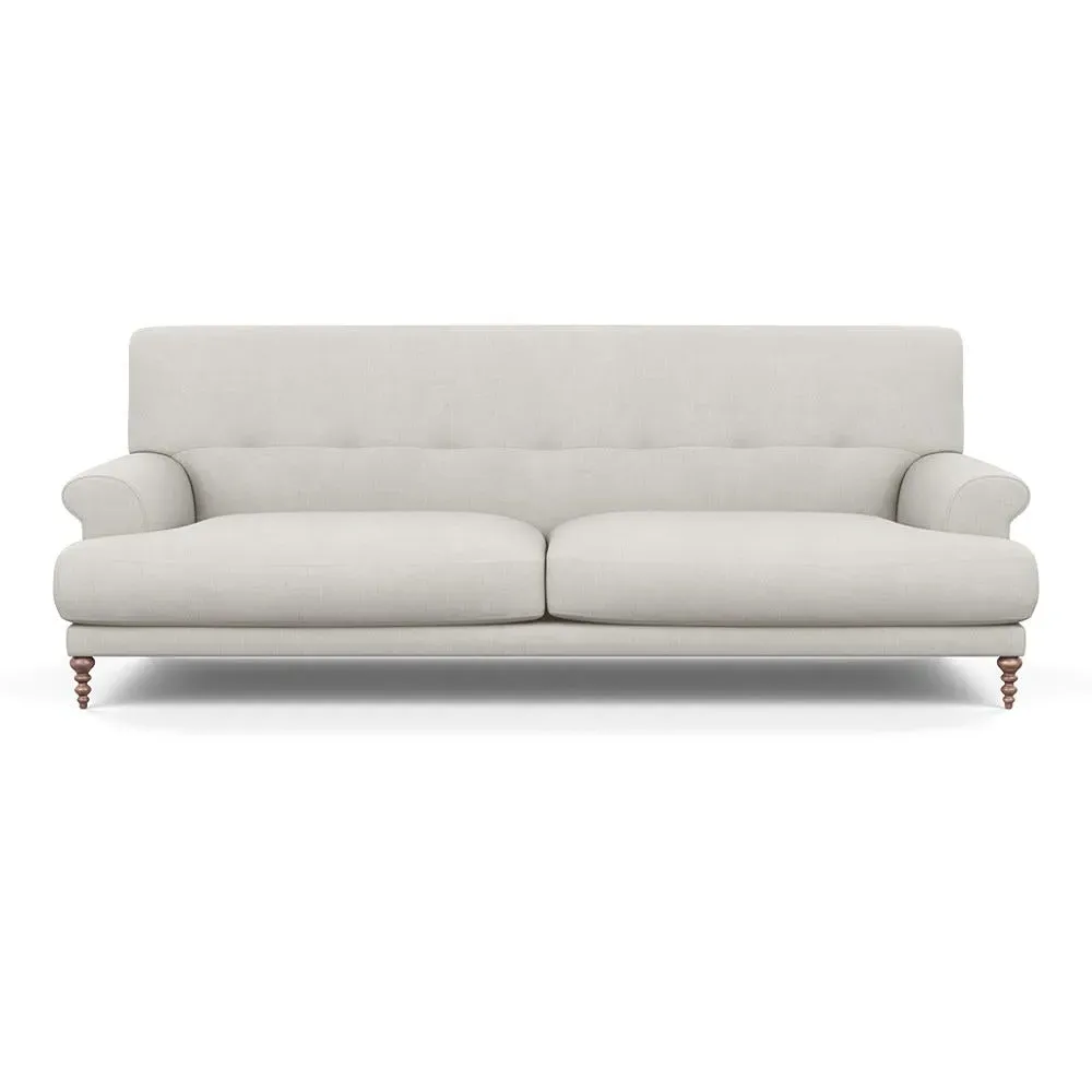3-Seater Sofa with Feather Cushions - Grey, Linen