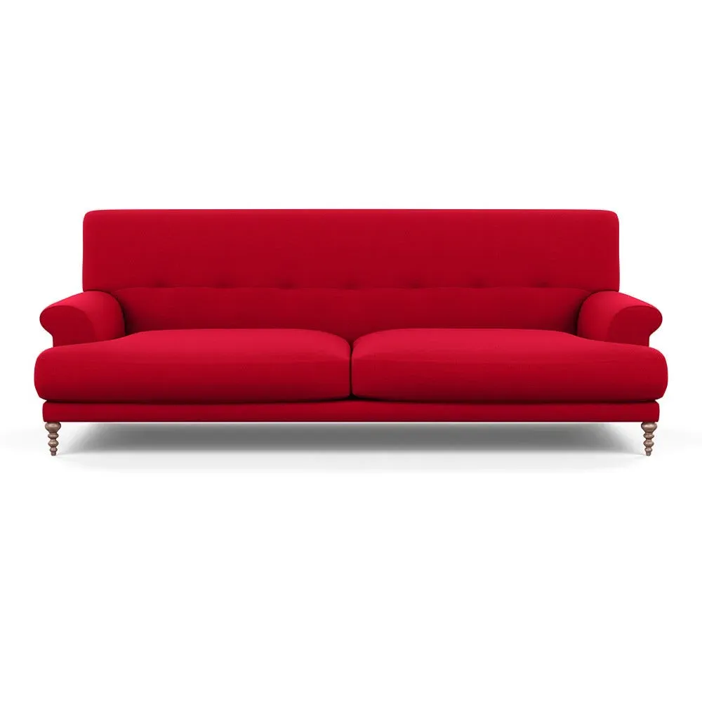 3-Seater Sofa with Feather Cushions - Red, Wool