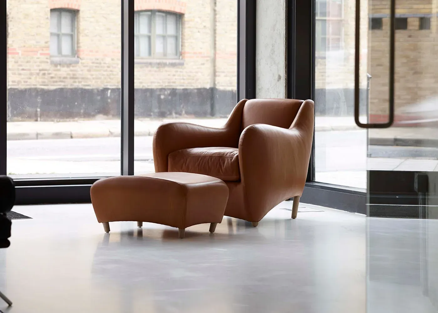 Balzac Footstool with Natural Filling - Brown, Leather