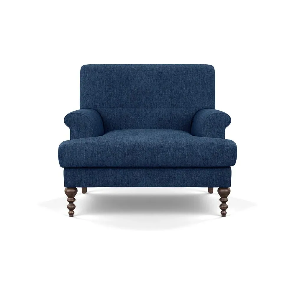 Formal Armchair with Button Cushioning - Blue, Fabric image