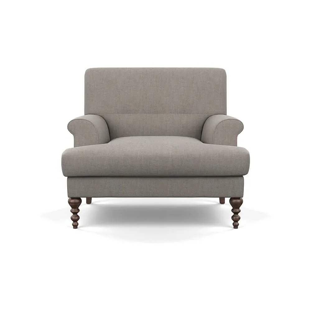Formal Armchair with Button Cushioning - Brown, Fabric