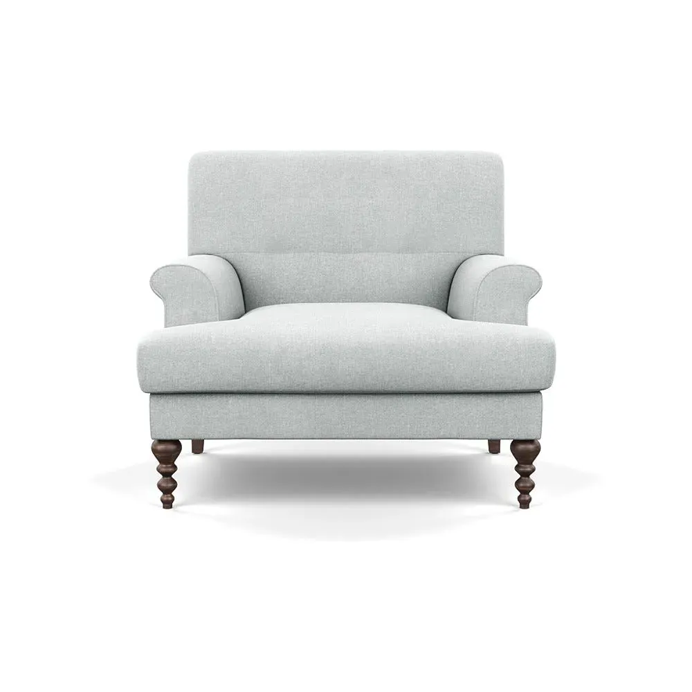 Formal Armchair with Button Cushioning - Grey, Fabric