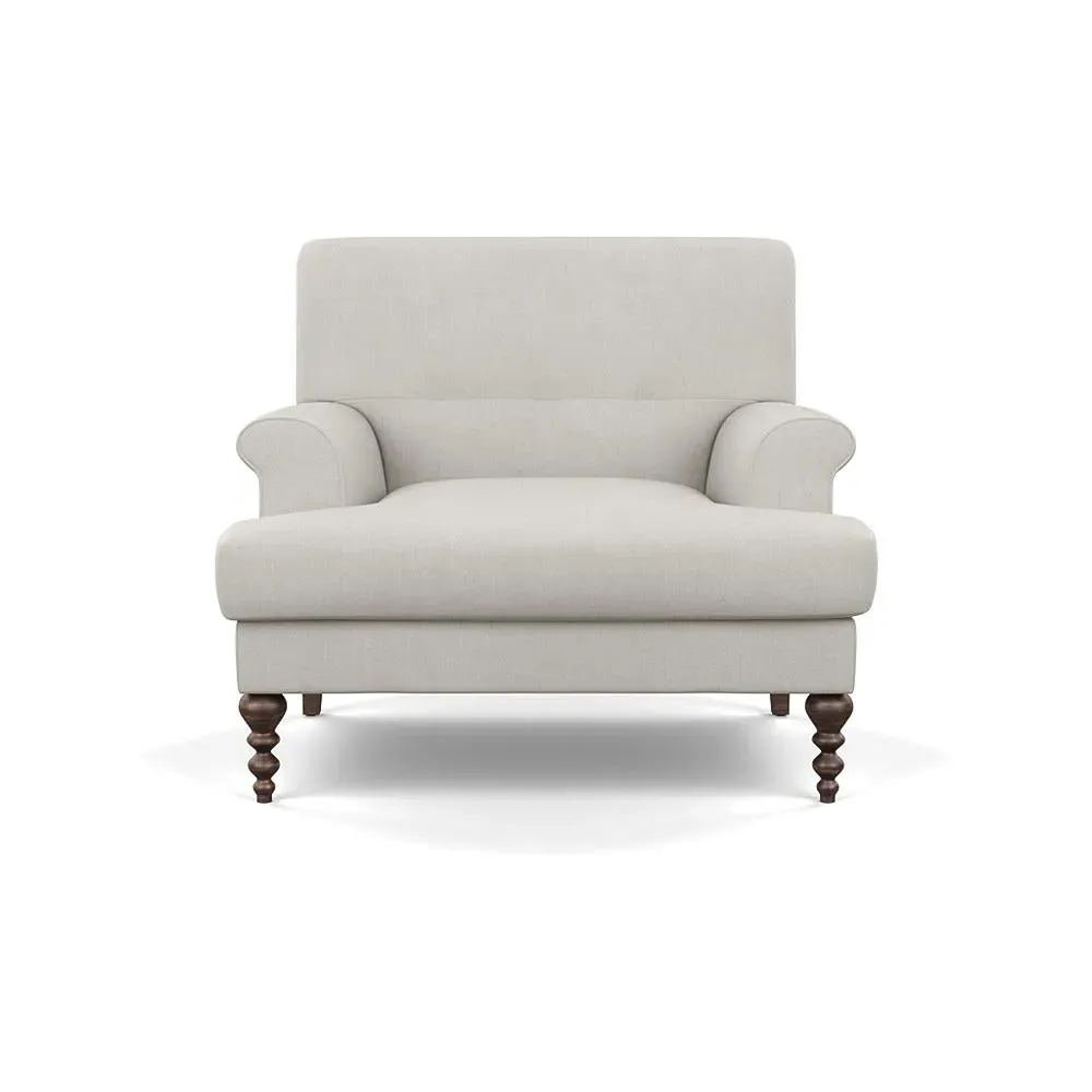 Formal Armchair with Button Cushioning - Grey, Linen