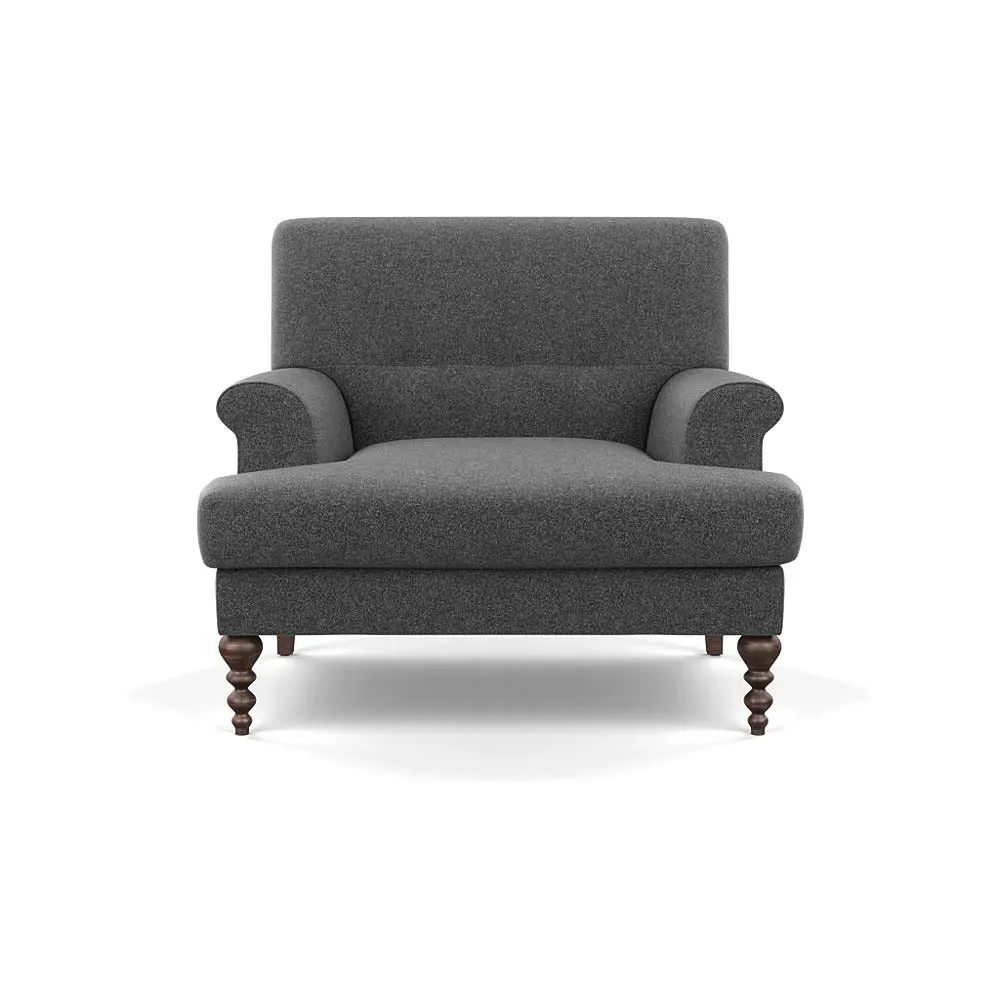 Formal Armchair with Button Cushioning - Grey, Wool