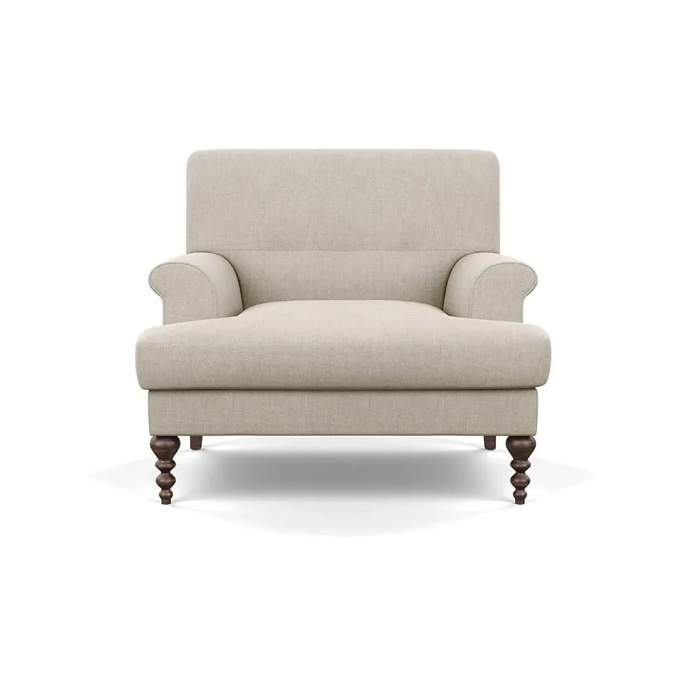 Formal Armchair with Button Cushioning - Natural, Fabric