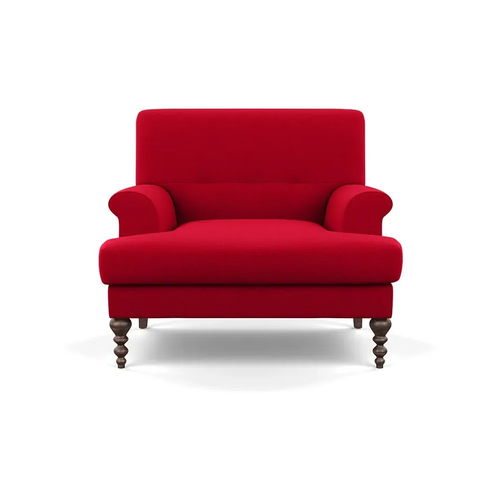 Formal Armchair with Button Cushioning - Red, Wool