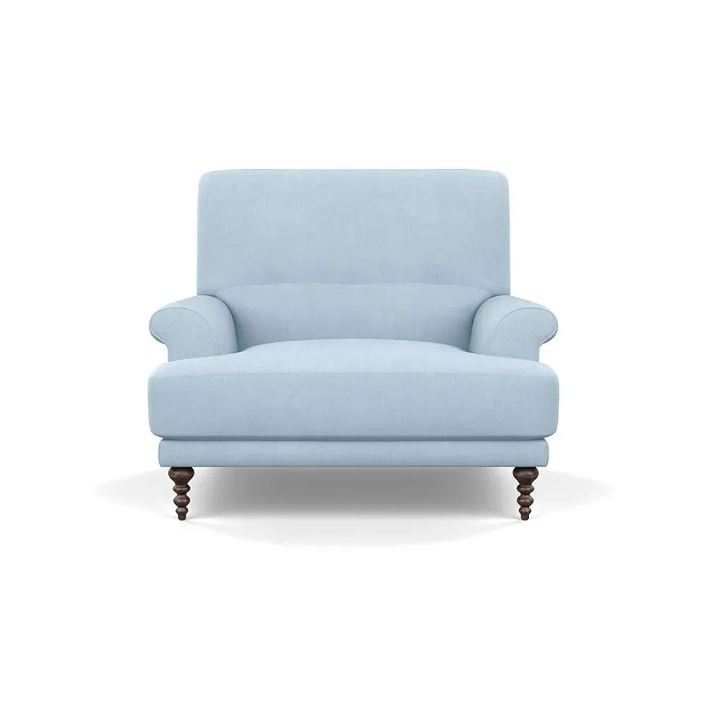 High-Back Armchair with Button Cushioning - Blue