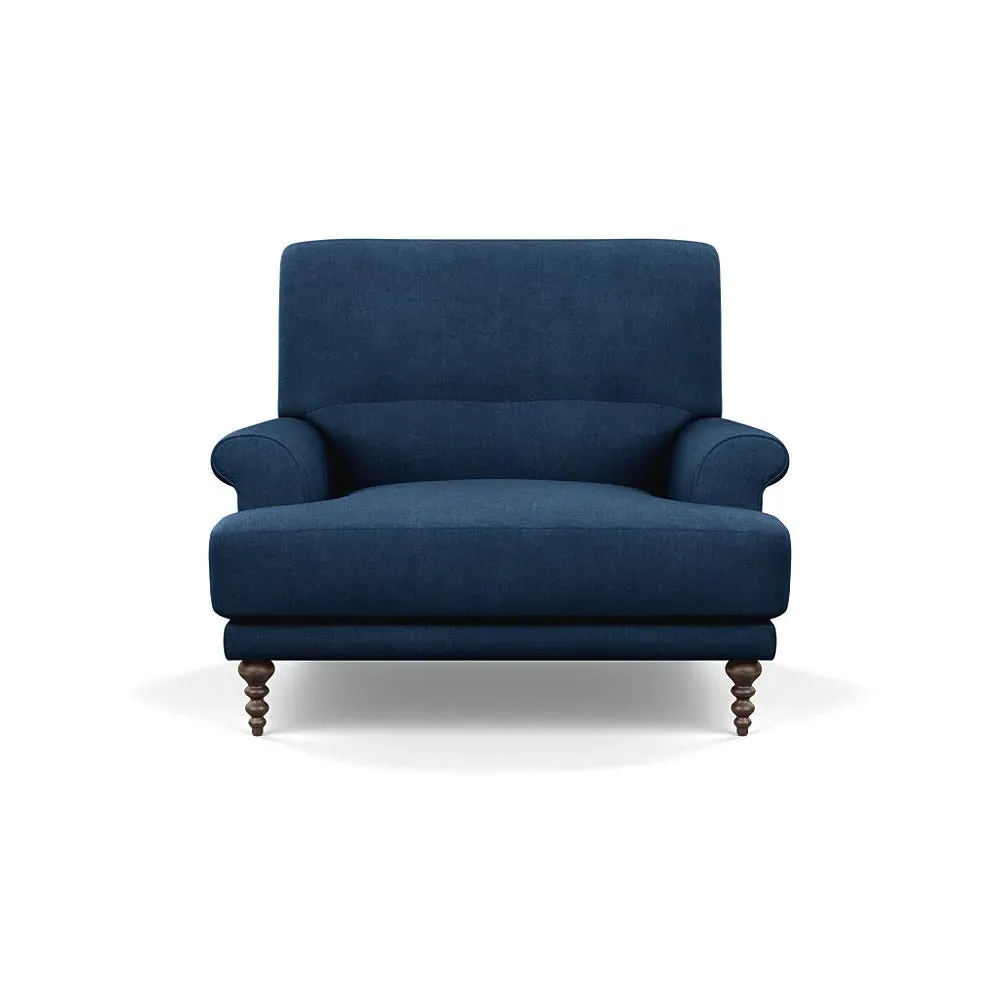 High-Back Armchair with Button Cushioning - Blue