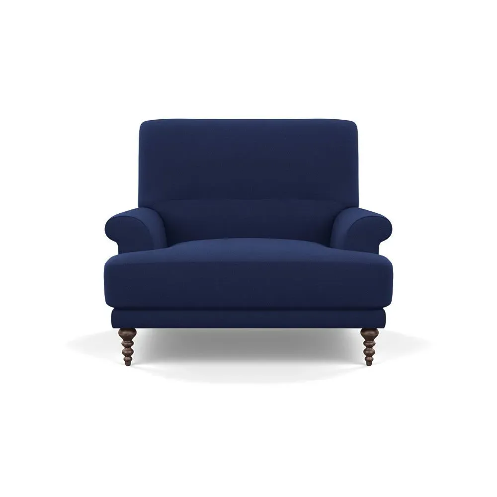 High-Back Armchair with Button Cushioning - Blue