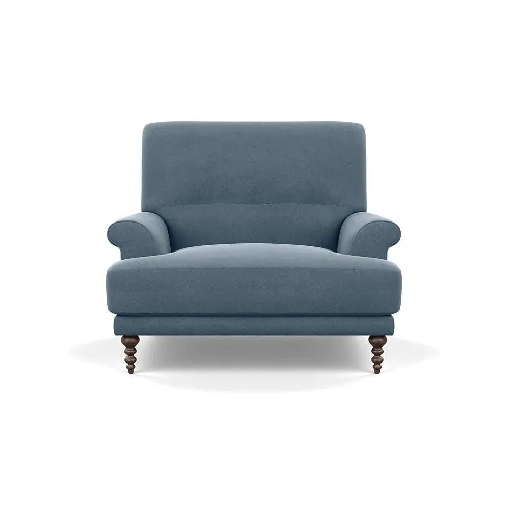 High-Back Armchair with Button Cushioning - Blue