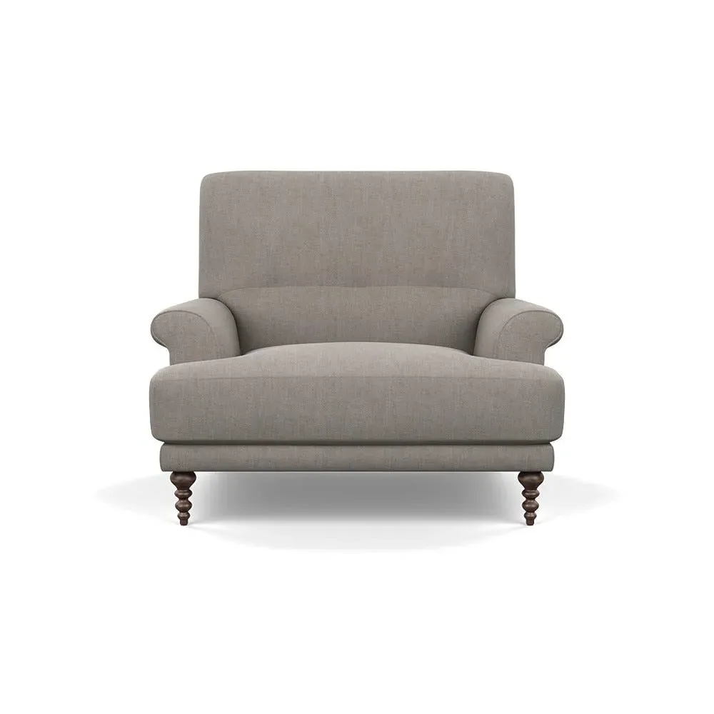 High-Back Armchair with Button Cushioning - Brown