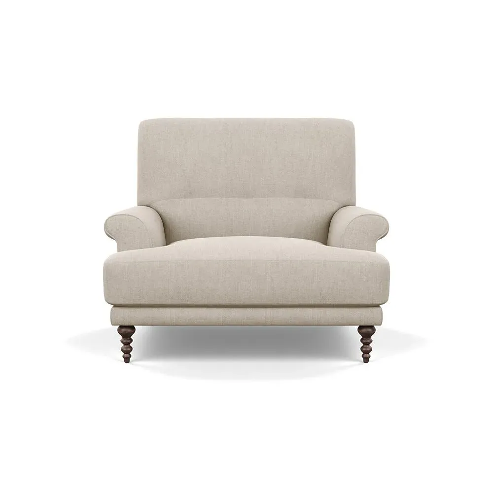 High-Back Armchair with Button Cushioning - Natural