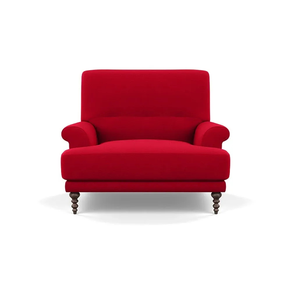 High-Back Armchair with Button Cushioning - Red