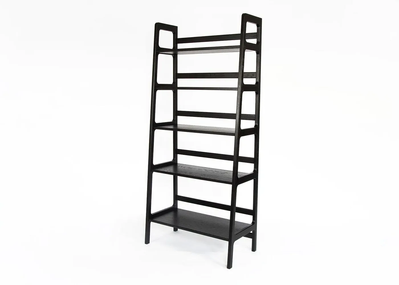 High Shelving Unit - Black, Stained Oak