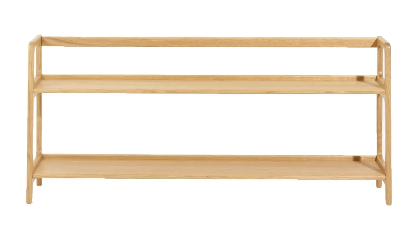 Long Shelving Unit with Raised Lip - Oak image