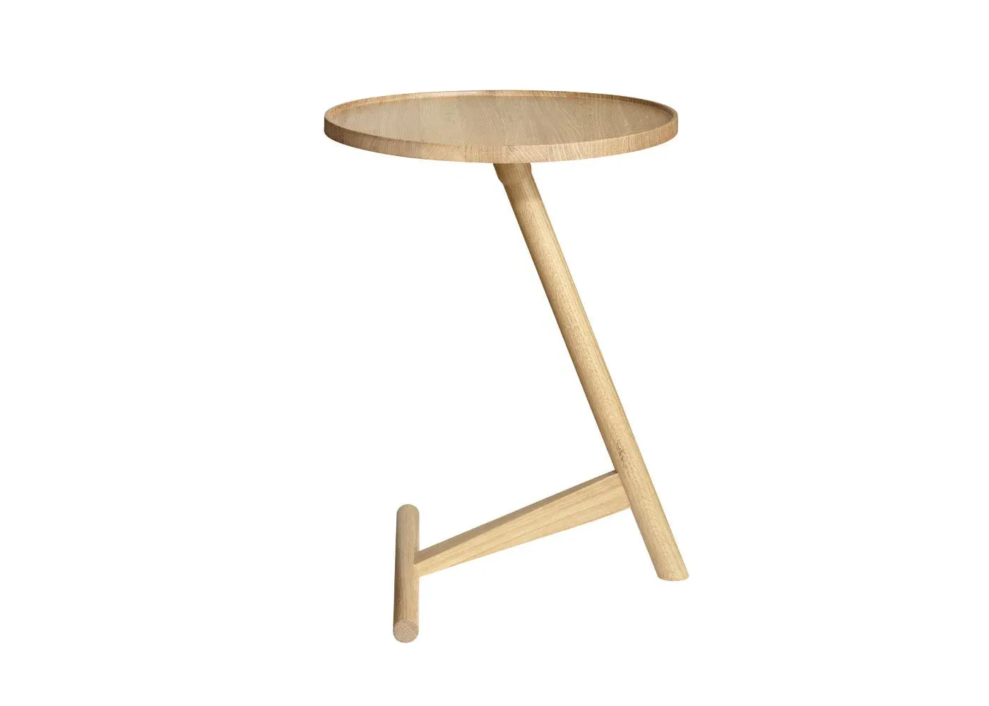 Round Side Table with Tilted Leg - Oak image