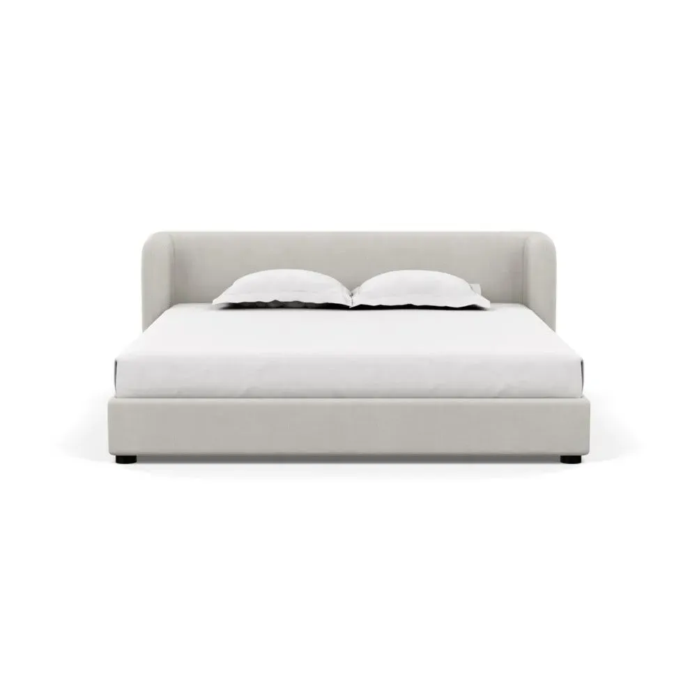 Super King Bed with Rounded Headboard - Blue, Linen