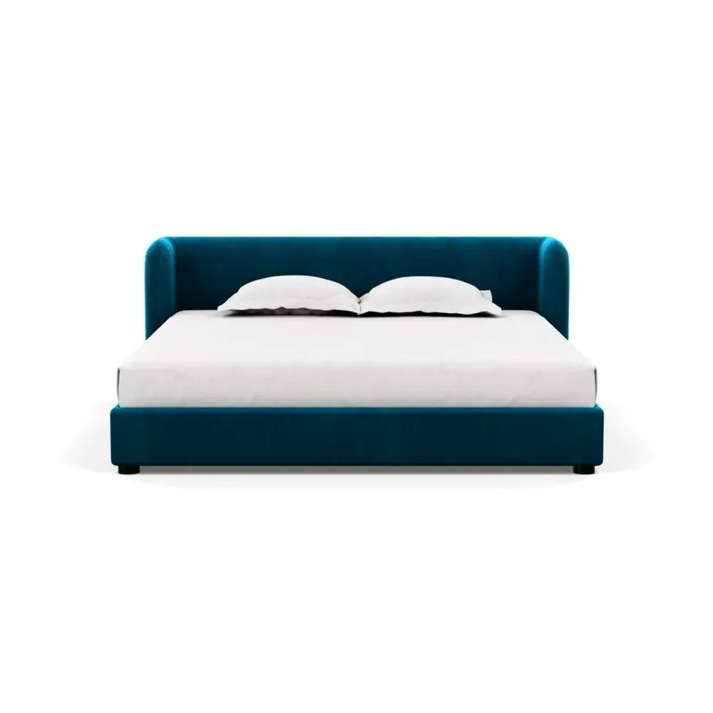 Super King Bed with Rounded Headboard - Green, Velvet