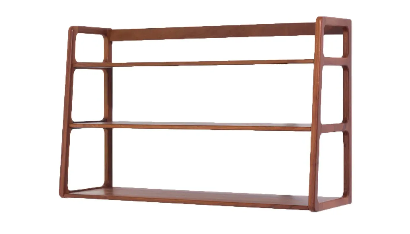 Wall Mounted Shelves with Raised Lip - Walnut image