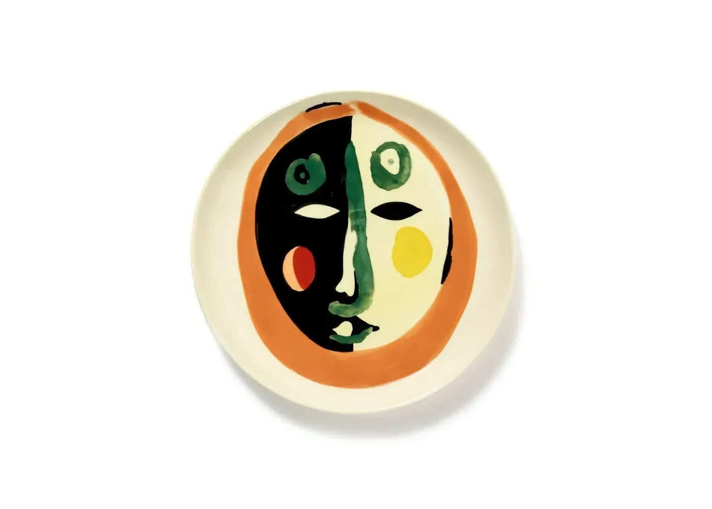 2-Piece Medium Plate Set - Face Design, Ceramic