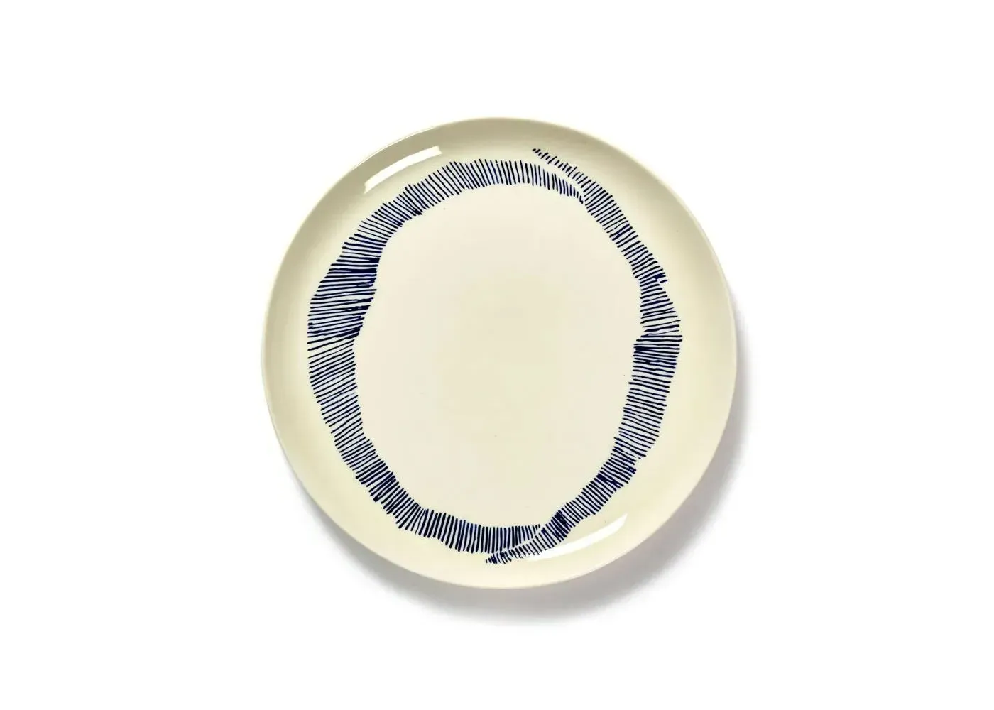 2-Piece Plate Set Large - White Blue, Ceramic