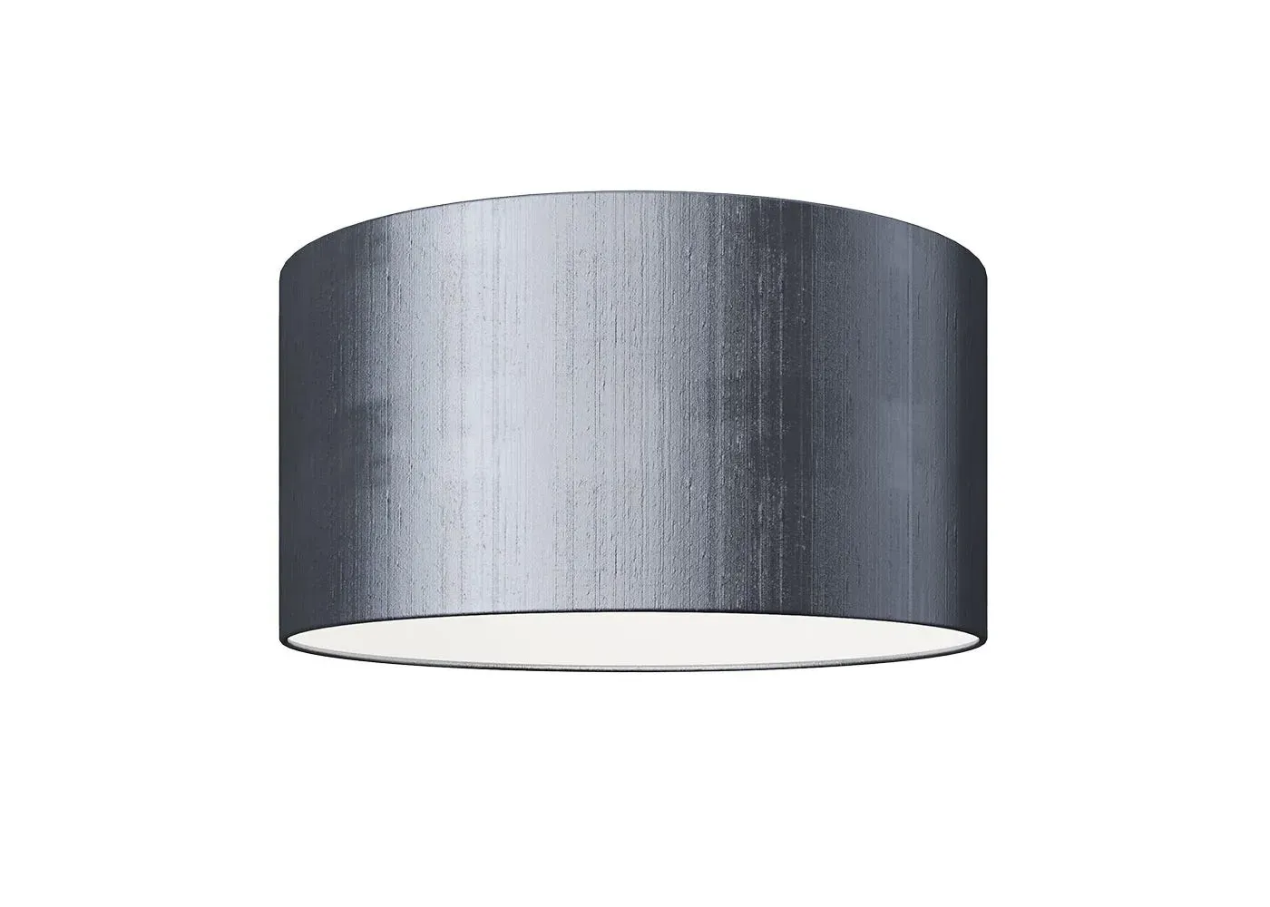 Large Drum Lampshade - Grey, Dupion Silk