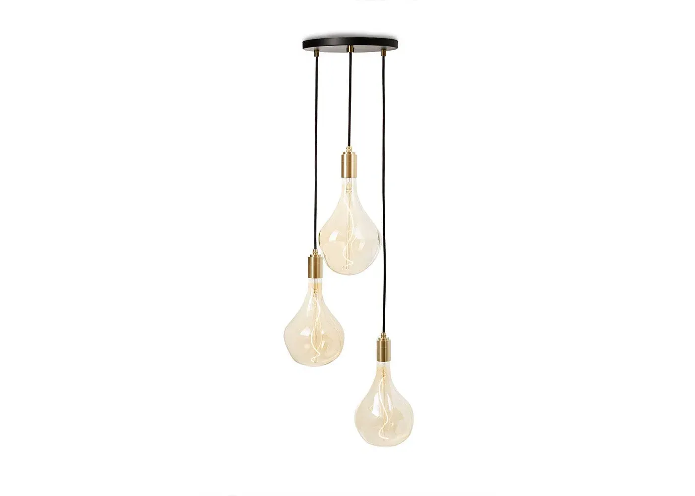 3-Light Pendant Canopy - Black, Brass