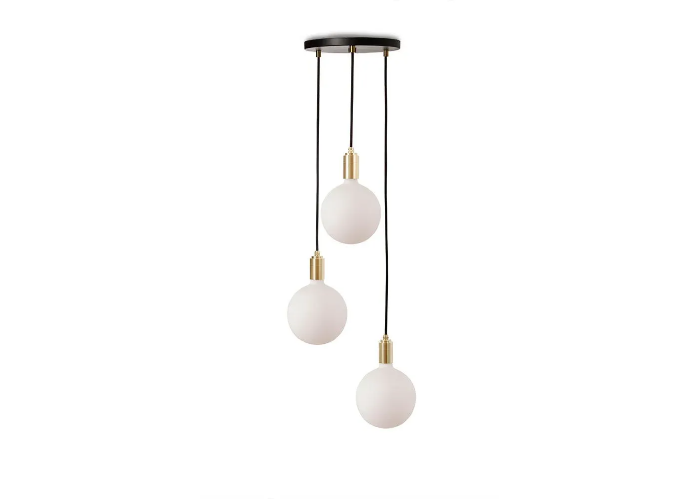 3-Light Pendant Chandelier with Canopy - Brass
