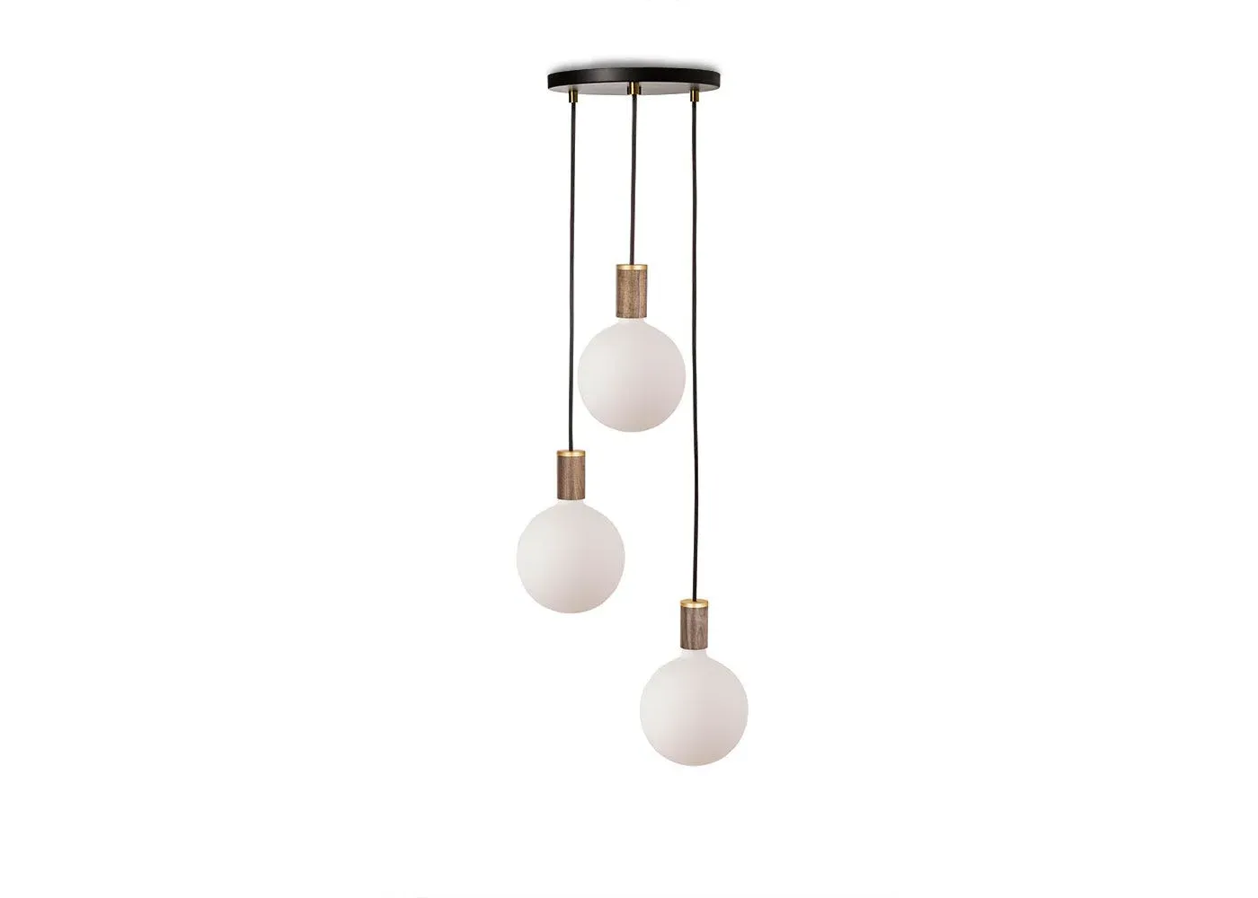 3-Light Pendant Chandelier with Canopy - Walnut