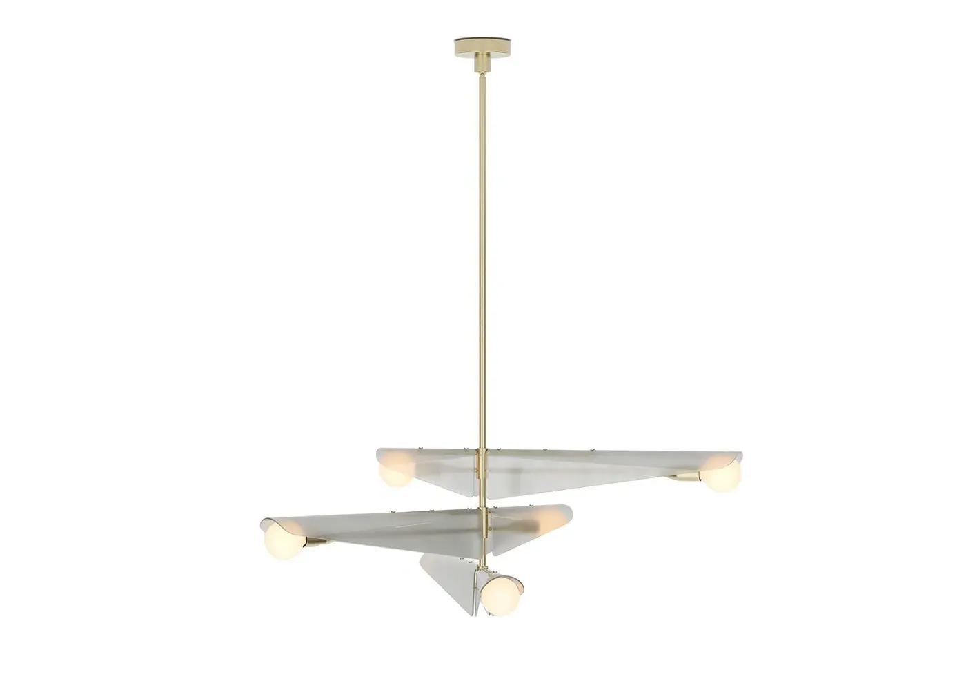 3-Tier Chandelier with Pendant Lights - Grey, Brass image