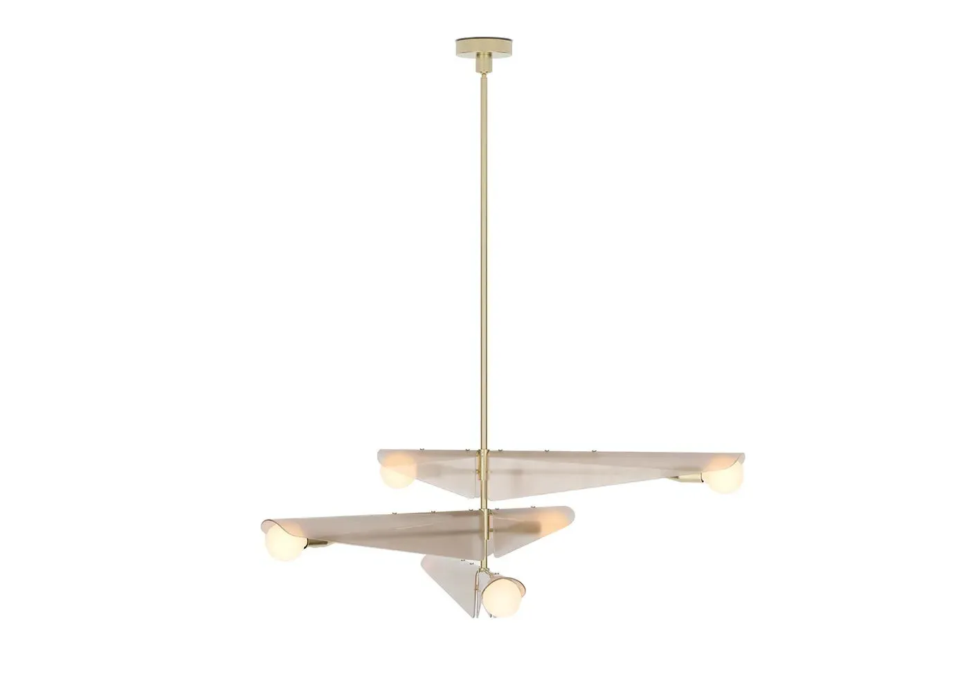 3-Tier Chandelier with Pendant Lights - Pink, Brass