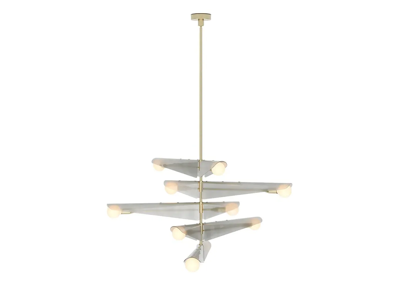 5-Tier Chandelier with Pendant Lights - Grey, Brass