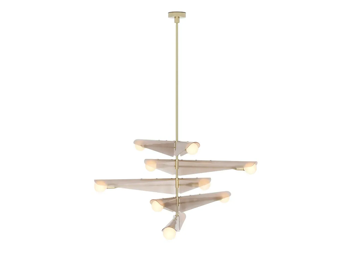 5-Tier Chandelier with Pendant Lights - Pink, Brass