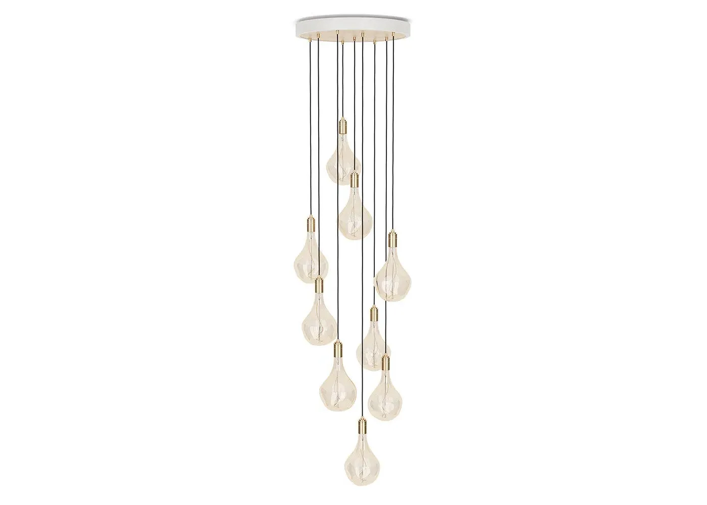9-Light Pendant Chandelier - White, Brass image