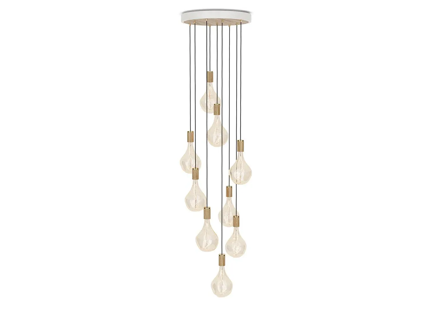9-Light Pendant Chandelier - White, Oak