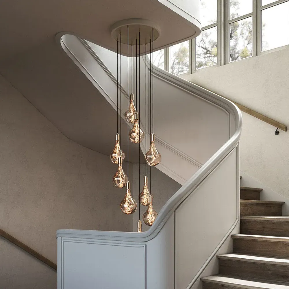 9-Light Pendant Chandelier - White, Walnut